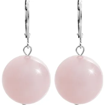 Módní doplněk JSB bijoux s.r.o. Ocelové náušnice klapky s přívěskem minerální kuličky Růženín