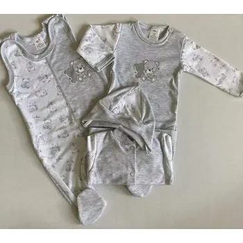 Kojenecká souprava 4-dílná soupravička do porodnice šedý medvídek velikost 62