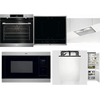 Set domácích spotřebičů AEG Mastery SteamBake BCK455350M + AEG Mastery DoubleBridge IKE64450XB + AEG DGB3523S + AEG Mastery MSB2547D-M + AEG Mastery GlassCare FSE73407P + AEG TSC6M181ES