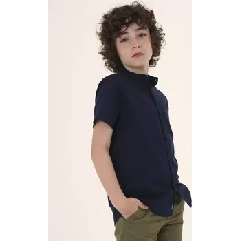 Chlapecká košile Chlapecká košile krátký rukáv se stojáčkem Mayoral 6113-073 modrá velikost 152