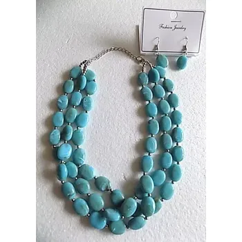 Náušnice Souprava korále a náušnice tyrkys