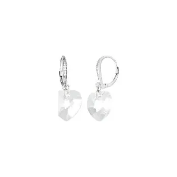 Náušnice Náušnice visací stříbrné Srdce bílé Swarovski Elements - 2