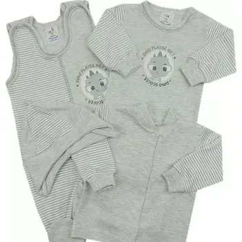 Kojenecká souprava 4-dílná soupravička do porodnice šedý Dino player