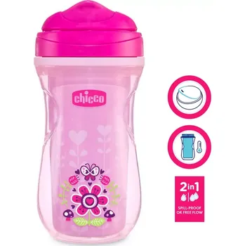 CHICCO Hrneček Active termo s tvrdým pítkem 266 ml růžový, květiny 14m+ (06981)