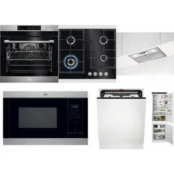 Set domácích spotřebičů AEG BSK792380M + AEG Mastery SpeedBurner HKB64420NB + AEG DGB3523S + AEG Mastery MSB2547D-M + AEG FSE74707P + AEG TSC6M181ES