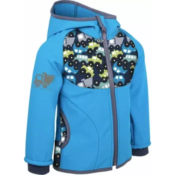 Chlapecká bunda Dětská softshellová bunda Unuo s fleecem Autíčka tyrkysová