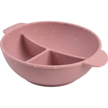 dětská jídelní sada Canpol babies Silikonová dělená miska s přísavkou DOTS 360ml růžová (51/403pin)
