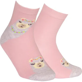 Dívčí vzorované ponožky WOLA LAMA růžové Velikost: 30-32