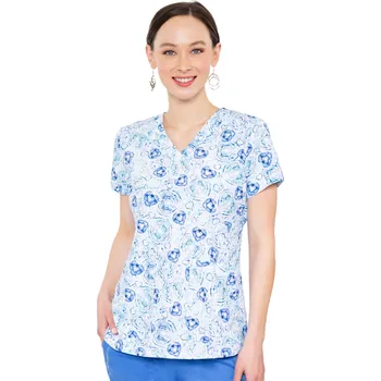 Dámská halenka Zdravotnická halenka s potiskem srdíček Medcouture MC8564 TIHT Velikost: L