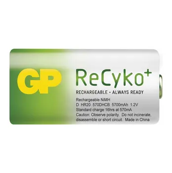 Článková baterie Akumulátor GP Recyko+ HR20, D, nabíjecí, 3000mAh, 1ks (bulk)