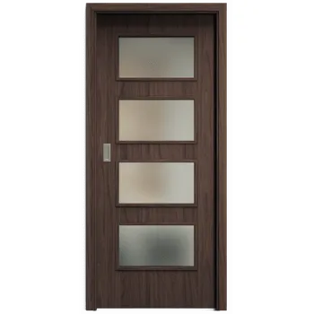 Interiérové dveře SAPELI SWING KOMFORT M49 - CPL LAMINÁT - POSUVNÉ DVEŘE VČ. ZÁRUBNĚ - Ořech Průchozí šířka (cm): 80, Průchozí výška (cm): 197, Typ skla: Satináto bílé