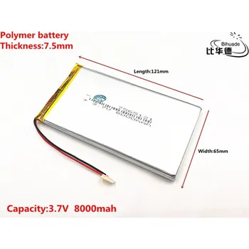 Modelářství Akumulátor 7565121 3,7V 8000mAh Lipo drat 2 pin