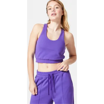 DOMYOS Dámské fitness tílko Crop 520 XL FIALOVÁ