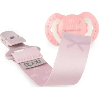 klip na dudlíky LOVI Stužka na dudlík s klipem BABY SHOWER růžová (51020)