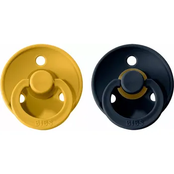 BIBS Colour dudlíky z přírodního kaučuku 2ks velikost 2 (6-18měs) Mustard/Dark Denim