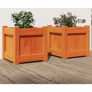 Truhlík vidaXL Zahradní truhlíky 2 ks voskově hnědé masivní borovice [837395] Barva: Hnědá borovice