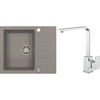 Alveus Set Cadit 10 Granitový dřez s odkapem 590x500 mm + baterie Reno chrom, beton, SETA22021