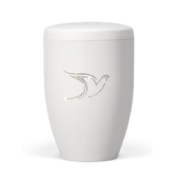 Smuteční dekorace Ekologická urna Krystal - Holubice/Bílá