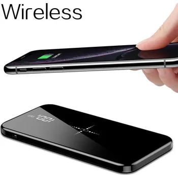 Powerbanka Bezdrátová Qi Powerbanka 10000mAh ultratenká zrcadlová