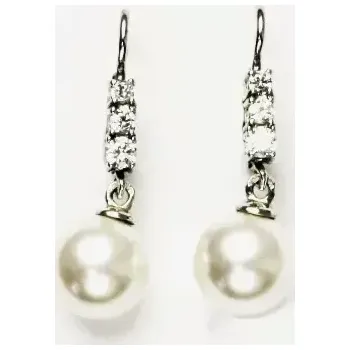 Náušnice Stříbrné visací náušnice zirkony ,Swarovski perla bílá - VE236 (Stříbrné náušnice s perlami Swarovski)