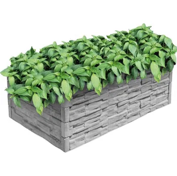 Vyvýšený betonový záhon šedý Rozměr záhonu: 200x100cm | výška 25cm