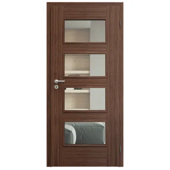 Interiérové dveře SAPELI SWING KOMFORT M49 - DÝHA - OTOČNÉ DVEŘE VČ. ZÁRUBNĚ - Ořech americký Průchozí šířka (cm): 90, Průchozí výška (cm): 197, Typ skla: Čiré sklo