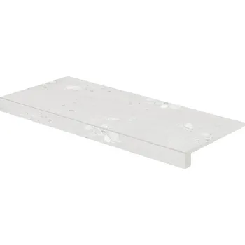 Dlažba Castone, DCF84855, schodová tvarovka, 40x80 cm, šedobílá