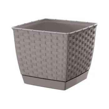Květináč PROSPERPLAST Květináč - RATOLLA SQUARE Rozměr: 16,5x16,5 cm, Barva: mocca