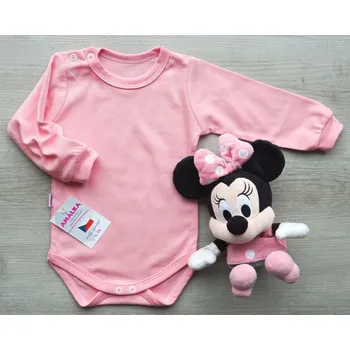 Kojenecký body AMÁLKA Bavlněné body dlouhý rukáv, sytě lososové Velikost: 56