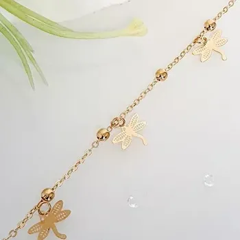 Náramek Náramek na nohu zlatý s přívěškem - vážka