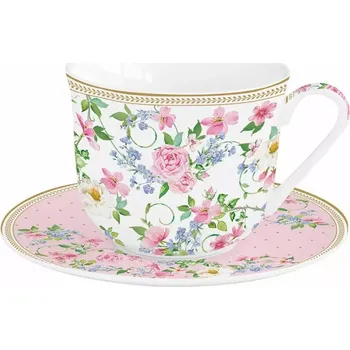 Easy Life Porcelánový šálek a podšálek Garden Joy v dárkové krabičce 370 ml