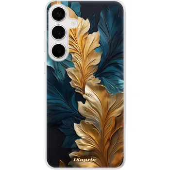 Pouzdro na mobilní telefon Odolné silikonové pouzdro iSaprio - GoldBlue Leaves 02 - Samsung Galaxy S24+