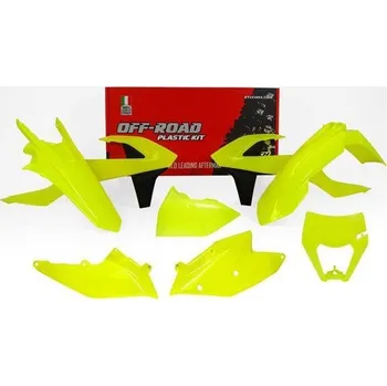 RACETECH kompletní plasty KTM XC/W 125-150 17-19 EXC-EXCF-XC/W 250/350/450/500 17-19, barva žlutá (tabulka a kryt filtru)