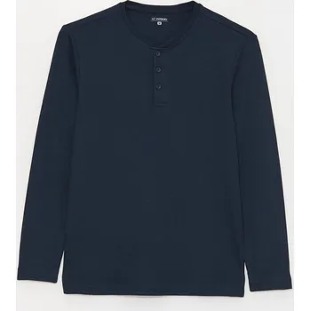 Pánské pyžamo LC Waikiki pánské pyžamo s dlouhým rukávem a kulatým výstřihem LC Waikiki modrá 2493672