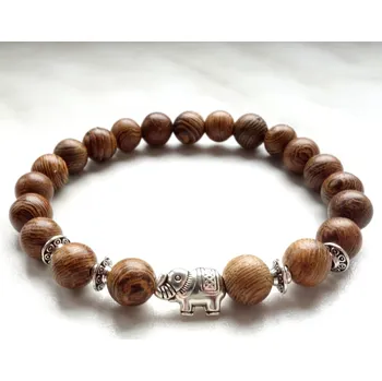 Šperk Blingstar Náramek dřevěný WOOD korálky - Slon - štěstí
