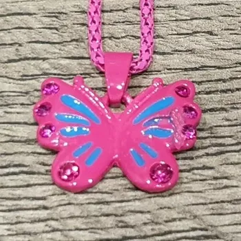 Řetízek Dětský růžový řetízek s kamínky - motýl pruhy