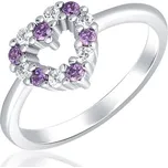 JVD Dámský stříbrný srdíčkový prsten se zirkony a ametysty SVLR0434SH2BF55