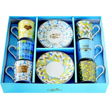 Easy Life Dárková sada Porcelánové šálky a podšálky na kávu Cup Of Coffee 6x100 ml
