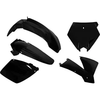 RACETECH kompletní plasty KTM SX/SXF 125/520/525 01-03, SX 250 01-02, EXC/EXCF 125-525 03, barva černá (tabulka) (KT501E001)