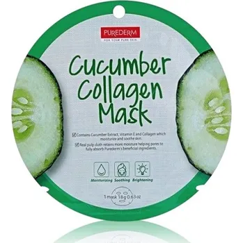 Pleťová maska Purederm Textilní kolagenová maska s výtažkem z okurky a vitamínem E 18 g