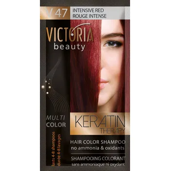 Barva na vlasy Victoria Beauty Keratin Therapy šampon na vlasy Intensive red, 4-8 umytí