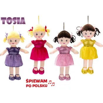 Panenka Panenka Tosia hadrová 32 cm na baterie polsky mluvící a zpívající - mix barev (žlutá, fialová, světle růžová, tmavě růžová)
