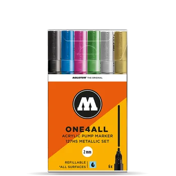 Akrylové fixy MOLOTOW One4All 127HS 2mm, 6ks metalické