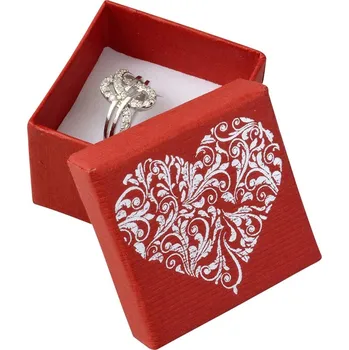 Dárková krabička Šperky4U Červená krabička na prsten s ornamentálním srdcem - KR0240-R