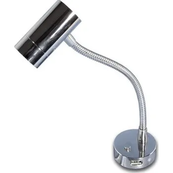 Lampička REIMO Hliníková LED lampička na čtení, 12V, USB port Barva: Chrom