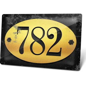 Domovní cedule Domovní číslo RETRO - Plechová cedulka "Gold" Plechová cedulka - Domovní číslo "Gold", 200 x 140 mm, Kód: 26452