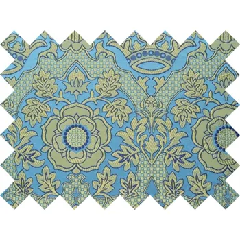 HEDVA ČESKÝ BROKÁT Vzorek brokátu 5x10cm 50749 PĚTILISTÁ RŮŽE S KORUNKOU modrá | 25