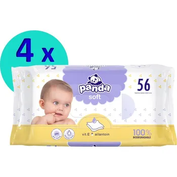 Dětský vlhčený ubrousek BELLA Panda Soft vlhčené ubrousky - 4 x 56 ks