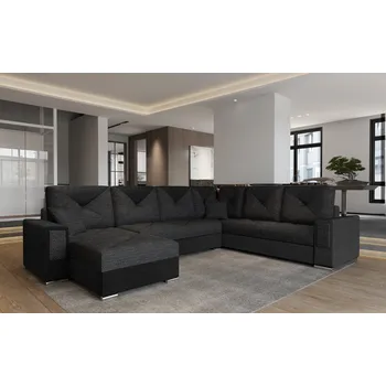 Sedací souprava Rozkládací rohová sedačka REMZI černá melír / černá