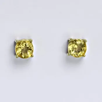 Drahý kámen Zlaté náušnice, přírodní citrín pálený, žluté zlato 14 kt, NŠ 1251